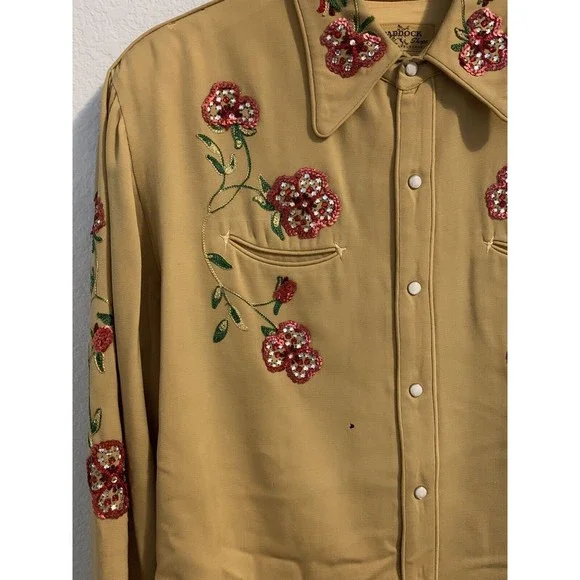 Vintage 1950s The Paddock Shops Suit Western Wear Light Yellow Flowers - Picture 5 of 16